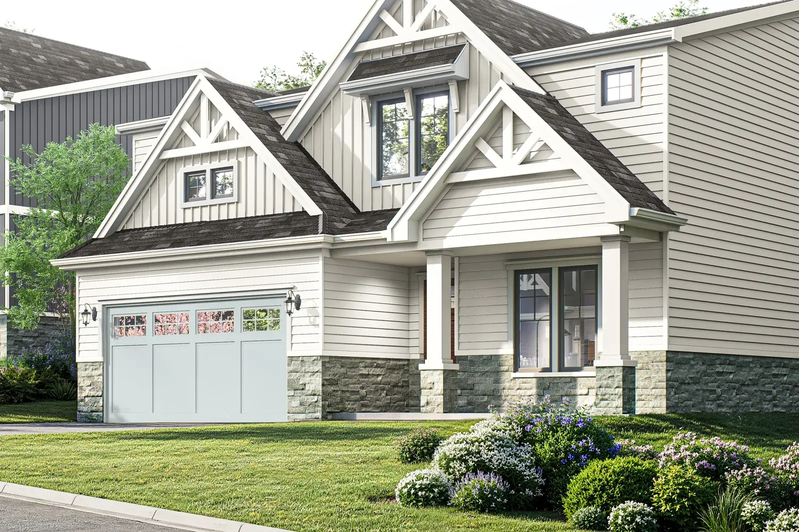 A Magnolia Grove home in cream, as it appears in the streetscape rendering